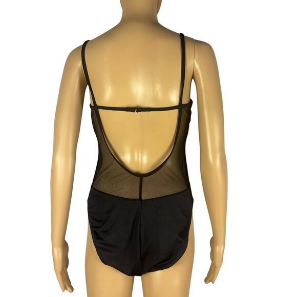Victoria Secret vintage Bodysuit Black Micro Mesh Embroidery Swimwear  Open Back - Picture 6 of 16